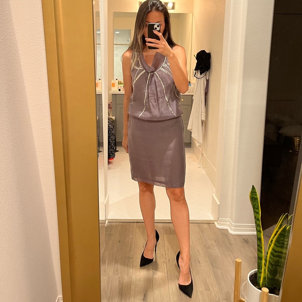 Mauve Tencel/Nylon (100% polyester liner) with dark silver detail/sequins
